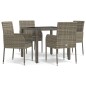 Set da Pranzo da Giardino 5 pz con Cuscini in Polyrattan Grigio Set da Pranzo da Giardino 5 pz con Cuscini in Polyrattan Grigio