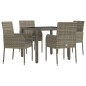 Set da Pranzo da Giardino 5 pz con Cuscini in Polyrattan Grigio Set da Pranzo da Giardino 5 pz con Cuscini in Polyrattan Grigio