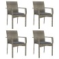 Set da Pranzo Giardino 5pz Nero e Grigio con Cuscini Polyrattan Set da Pranzo Giardino 5pz Nero e Grigio con Cuscini Polyrattan