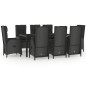 Set da Pranzo da Giardino 9 pz con Cuscini Nero in Polyrattan Set da Pranzo da Giardino 9 pz con Cuscini Nero in Polyrattan