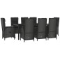 Set da Pranzo da Giardino 9 pz con Cuscini Nero in Polyrattan Set da Pranzo da Giardino 9 pz con Cuscini Nero in Polyrattan