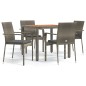 Set da Pranzo da Giardino 5 pz con Cuscini in Polyrattan Grigio Set da Pranzo da Giardino 5 pz con Cuscini in Polyrattan Grigio