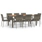 Set da Pranzo da Giardino 9 pz con Cuscini in Polyrattan Grigio Set da Pranzo da Giardino 9 pz con Cuscini in Polyrattan Grigio