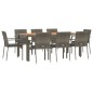 Set da Pranzo da Giardino 9 pz con Cuscini in Polyrattan Grigio Set da Pranzo da Giardino 9 pz con Cuscini in Polyrattan Grigio