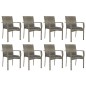 Set da Pranzo da Giardino 9 pz con Cuscini in Polyrattan Grigio Set da Pranzo da Giardino 9 pz con Cuscini in Polyrattan Grigio