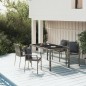 Set da Pranzo da Giardino 5 pz con Cuscini in Polyrattan Grigio Set da Pranzo da Giardino 5 pz con Cuscini in Polyrattan Grigio