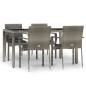 Set da Pranzo da Giardino 5 pz con Cuscini in Polyrattan Grigio Set da Pranzo da Giardino 5 pz con Cuscini in Polyrattan Grigio