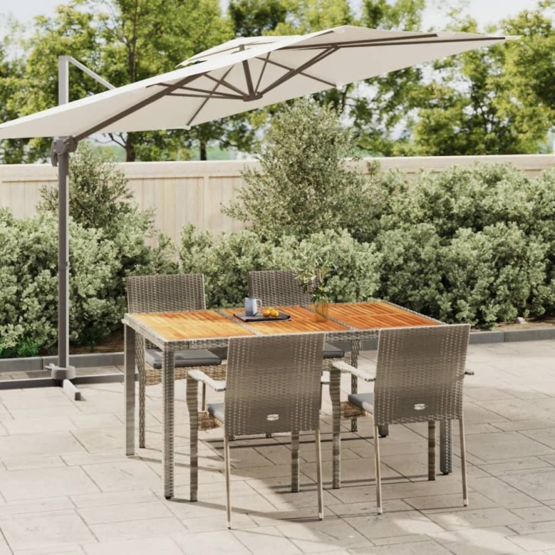 Set da Pranzo da Giardino 5 pz con Cuscini in Polyrattan Grigio Set da Pranzo da Giardino 5 pz con Cuscini in Polyrattan Grigio