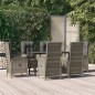 Set da Pranzo Giardino 7pz Nero e Grigio con Cuscini Polyrattan Set da Pranzo Giardino 7pz Nero e Grigio con Cuscini Polyrattan