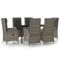 Set da Pranzo Giardino 7pz Nero e Grigio con Cuscini Polyrattan Set da Pranzo Giardino 7pz Nero e Grigio con Cuscini Polyrattan