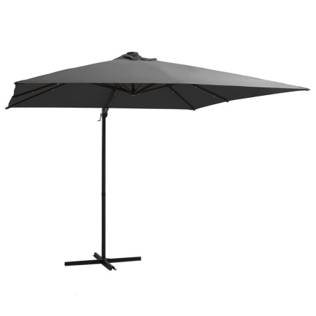 vidaXL Ombrellone a Sbalzo con LED e Palo Acciaio 250x250 cm Antracite