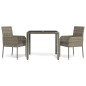 vidaXL Set da Pranzo da Giardino 3 pz con Cuscini in Polyrattan Grigio vidaXL Set da Pranzo da Giardino 3 pz con Cuscini in Polyrattan Grigio