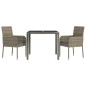 vidaXL Set da Pranzo da Giardino 3 pz con Cuscini in Polyrattan Grigio vidaXL Set da Pranzo da Giardino 3 pz con Cuscini in Polyrattan Grigio