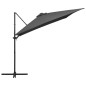 vidaXL Ombrellone a Sbalzo con LED e Palo Acciaio 250x250 cm Antracite
