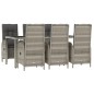 Set da Pranzo da Giardino 7 pz con Cuscini in Polyrattan Grigio Set da Pranzo da Giardino 7 pz con Cuscini in Polyrattan Grigio