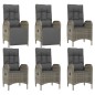 Set da Pranzo da Giardino 7 pz con Cuscini in Polyrattan Grigio Set da Pranzo da Giardino 7 pz con Cuscini in Polyrattan Grigio
