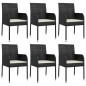 Set da Pranzo da Giardino 7 pz Nero con Cuscini in Polyrattan Set da Pranzo da Giardino 7 pz Nero con Cuscini in Polyrattan
