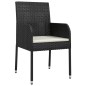 Set da Pranzo da Giardino 7 pz Nero con Cuscini in Polyrattan Set da Pranzo da Giardino 7 pz Nero con Cuscini in Polyrattan