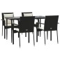 Set da Pranzo da Giardino 5 pz Nero con Cuscini in Polyrattan Set da Pranzo da Giardino 5 pz Nero con Cuscini in Polyrattan