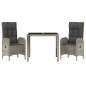 Set da Pranzo da Giardino 3 pz con Cuscini in Polyrattan Grigio Set da Pranzo da Giardino 3 pz con Cuscini in Polyrattan Grigio