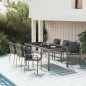 Set da Pranzo da Giardino 7 pz con Cuscini in Polyrattan Grigio Set da Pranzo da Giardino 7 pz con Cuscini in Polyrattan Grigio