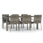 Set da Pranzo da Giardino 7 pz con Cuscini in Polyrattan Grigio Set da Pranzo da Giardino 7 pz con Cuscini in Polyrattan Grigio