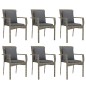 Set da Pranzo da Giardino 7 pz con Cuscini in Polyrattan Grigio Set da Pranzo da Giardino 7 pz con Cuscini in Polyrattan Grigio