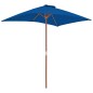 Ombrellone da Esterni con Palo in Legno 150x200 cm Blu Ombrellone da Esterni con Palo in Legno 150x200 cm Blu