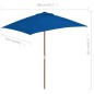 Ombrellone da Esterni con Palo in Legno 150x200 cm Blu Ombrellone da Esterni con Palo in Legno 150x200 cm Blu