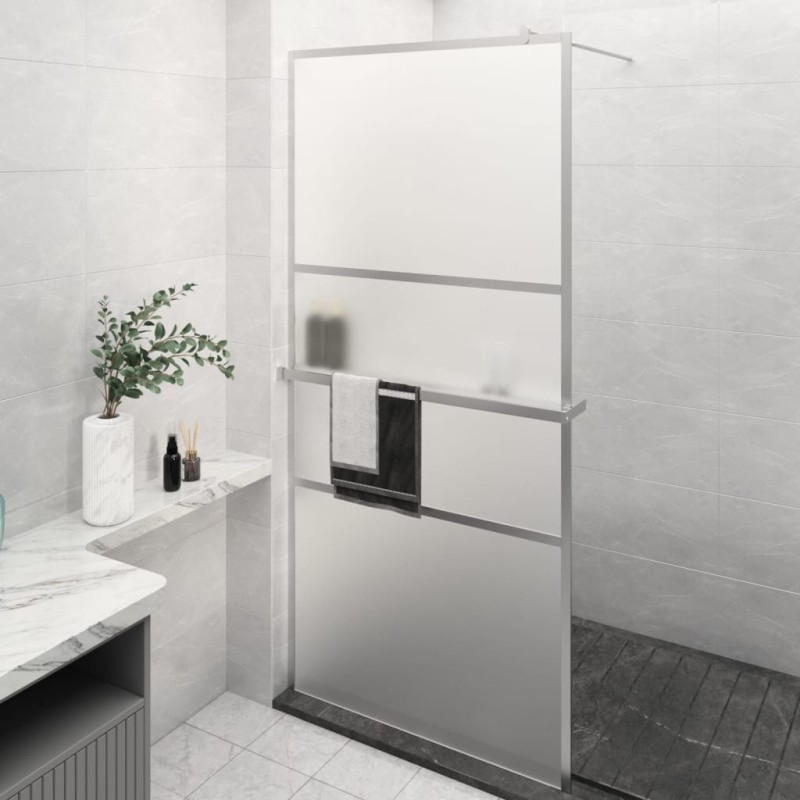 Parete Doccia con Mensola Cromo 100x195cm Vetro ESG e Alluminio Parete Doccia con Mensola Cromo 100x195cm Vetro ESG e Alluminio