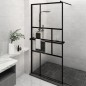 Parete Doccia con Mensola Nera 115x195 cm Vetro ESG e Alluminio Parete Doccia con Mensola Nera 115x195 cm Vetro ESG e Alluminio