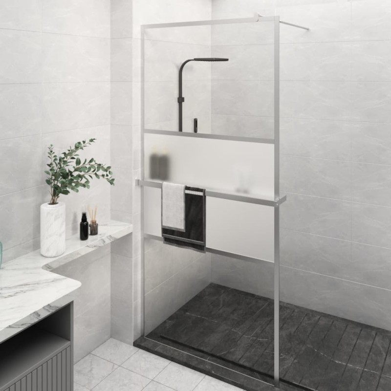 Parete Doccia con Mensola Cromo 80x195cm Vetro ESG e Alluminio Parete Doccia con Mensola Cromo 80x195cm Vetro ESG e Alluminio
