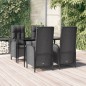 Set da Pranzo da Giardino 5 pz Nero con Cuscini in Polyrattan Set da Pranzo da Giardino 5 pz Nero con Cuscini in Polyrattan