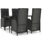 Set da Pranzo da Giardino 5 pz Nero con Cuscini in Polyrattan Set da Pranzo da Giardino 5 pz Nero con Cuscini in Polyrattan
