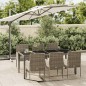 Set da Pranzo da Giardino 7 pz con Cuscini in Polyrattan Grigio Set da Pranzo da Giardino 7 pz con Cuscini in Polyrattan Grigio