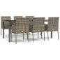 Set da Pranzo da Giardino 7 pz con Cuscini in Polyrattan Grigio Set da Pranzo da Giardino 7 pz con Cuscini in Polyrattan Grigio