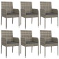 Set da Pranzo da Giardino 7 pz con Cuscini in Polyrattan Grigio Set da Pranzo da Giardino 7 pz con Cuscini in Polyrattan Grigio