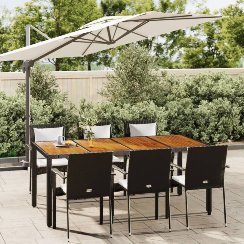 Set da Pranzo da Giardino 7 pz Nero con Cuscini in Polyrattan Set da Pranzo da Giardino 7 pz Nero con Cuscini in Polyrattan