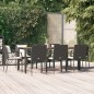 Set da Pranzo da Giardino 9 pz con Cuscini Nero in Polyrattan Set da Pranzo da Giardino 9 pz con Cuscini Nero in Polyrattan