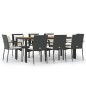 Set da Pranzo da Giardino 9 pz con Cuscini Nero in Polyrattan Set da Pranzo da Giardino 9 pz con Cuscini Nero in Polyrattan
