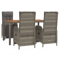 Set da Pranzo da Giardino 5 pz con Cuscini in Polyrattan Grigio Set da Pranzo da Giardino 5 pz con Cuscini in Polyrattan Grigio