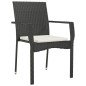 Set da Pranzo da Giardino 9 pz con Cuscini Nero in Polyrattan Set da Pranzo da Giardino 9 pz con Cuscini Nero in Polyrattan