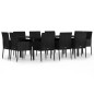 Set da Pranzo da Giardino 11 pz con Cuscini in Polyrattan Nero Set da Pranzo da Giardino 11 pz con Cuscini in Polyrattan Nero
