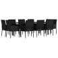 Set da Pranzo da Giardino 11 pz con Cuscini in Polyrattan Nero Set da Pranzo da Giardino 11 pz con Cuscini in Polyrattan Nero