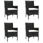 Set da Pranzo da Giardino 5 pz Nero con Cuscini in Polyrattan Set da Pranzo da Giardino 5 pz Nero con Cuscini in Polyrattan