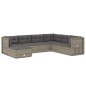 Set Divani da Giardino 7 pz con Cuscini in Polyrattan Grigio