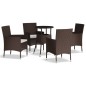Set Bistrò da Giardino 5 pz con Cuscini in Polyrattan Marrone Set Bistrò da Giardino 5 pz con Cuscini in Polyrattan Marrone