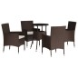 Set Bistrò da Giardino 5 pz con Cuscini in Polyrattan Marrone Set Bistrò da Giardino 5 pz con Cuscini in Polyrattan Marrone