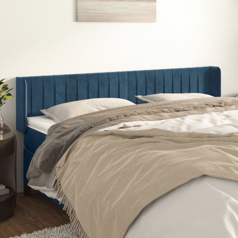 vidaXL Testiera ad Orecchio Blu Scuro 203x16x78/88 cm in Velluto vidaXL Testiera ad Orecchio Blu Scuro 203x16x78/88 cm in Velluto