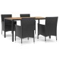 Set da Pranzo da Giardino 5 pz Nero con Cuscini in Polyrattan Set da Pranzo da Giardino 5 pz Nero con Cuscini in Polyrattan